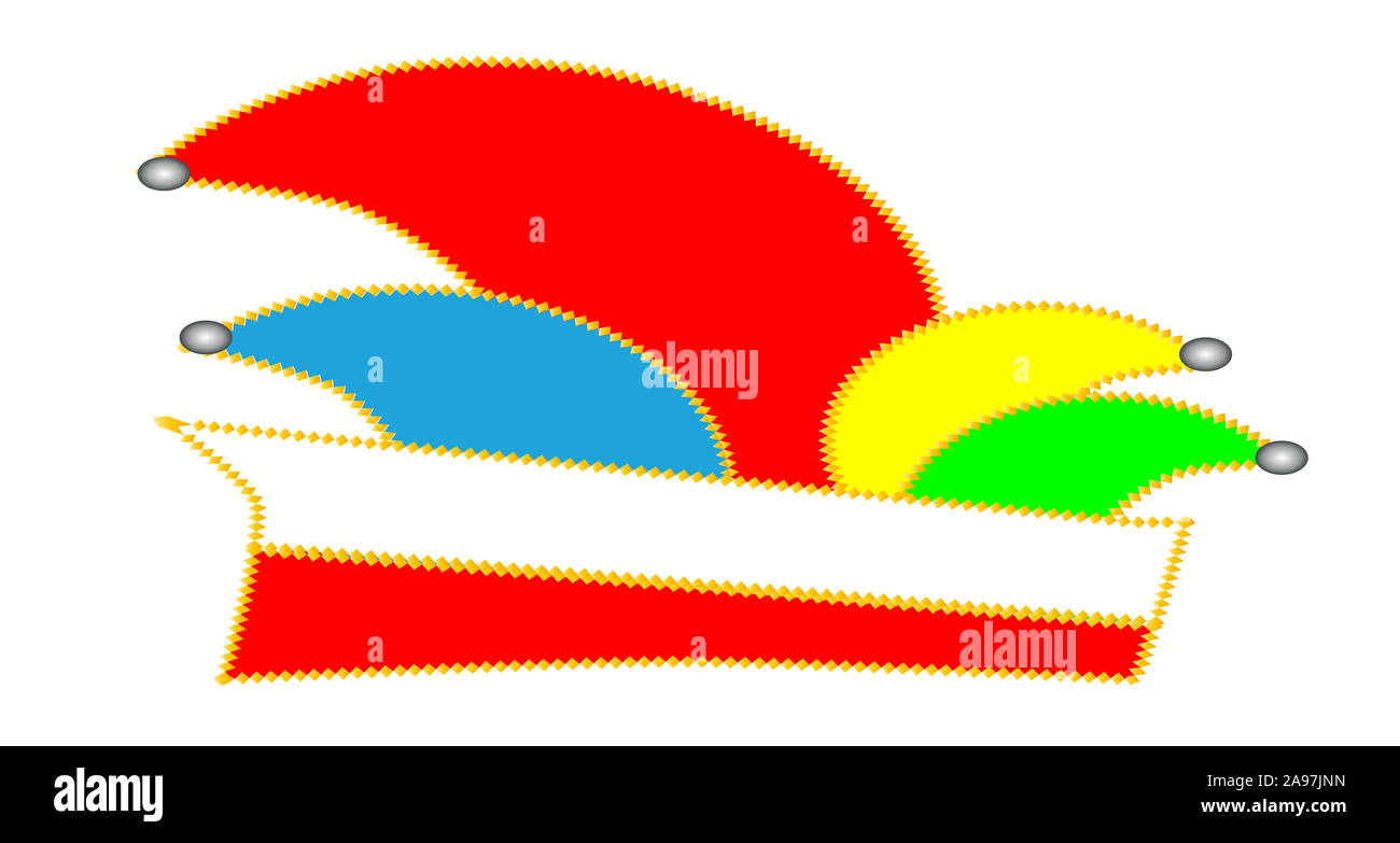 Bunte Karneval narren Gap auf weißem Hintergrund Stockfoto