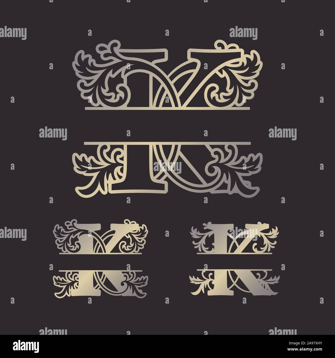 Alphabet Split Monogramme, Split Schreiben Monogramm, Alphabet Frame