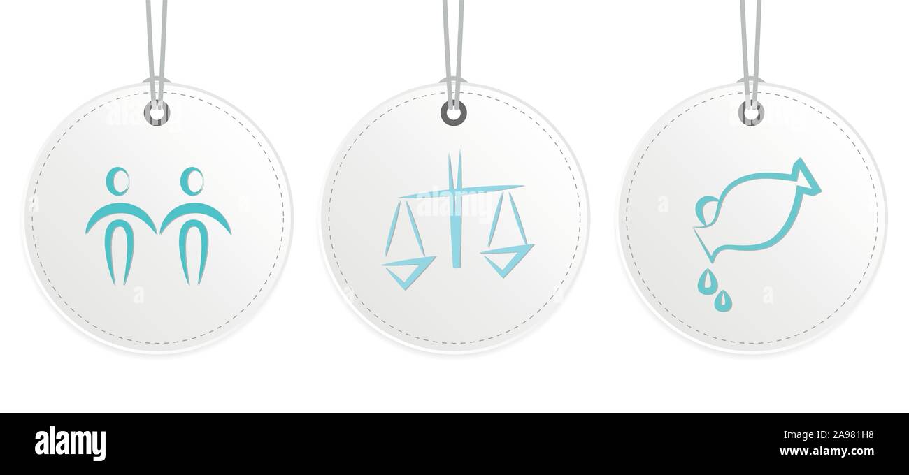 Weiß hängende Label mit Zodiac Luft anmelden Horoskop Vektor-illustration EPS 10. Stock Vektor
