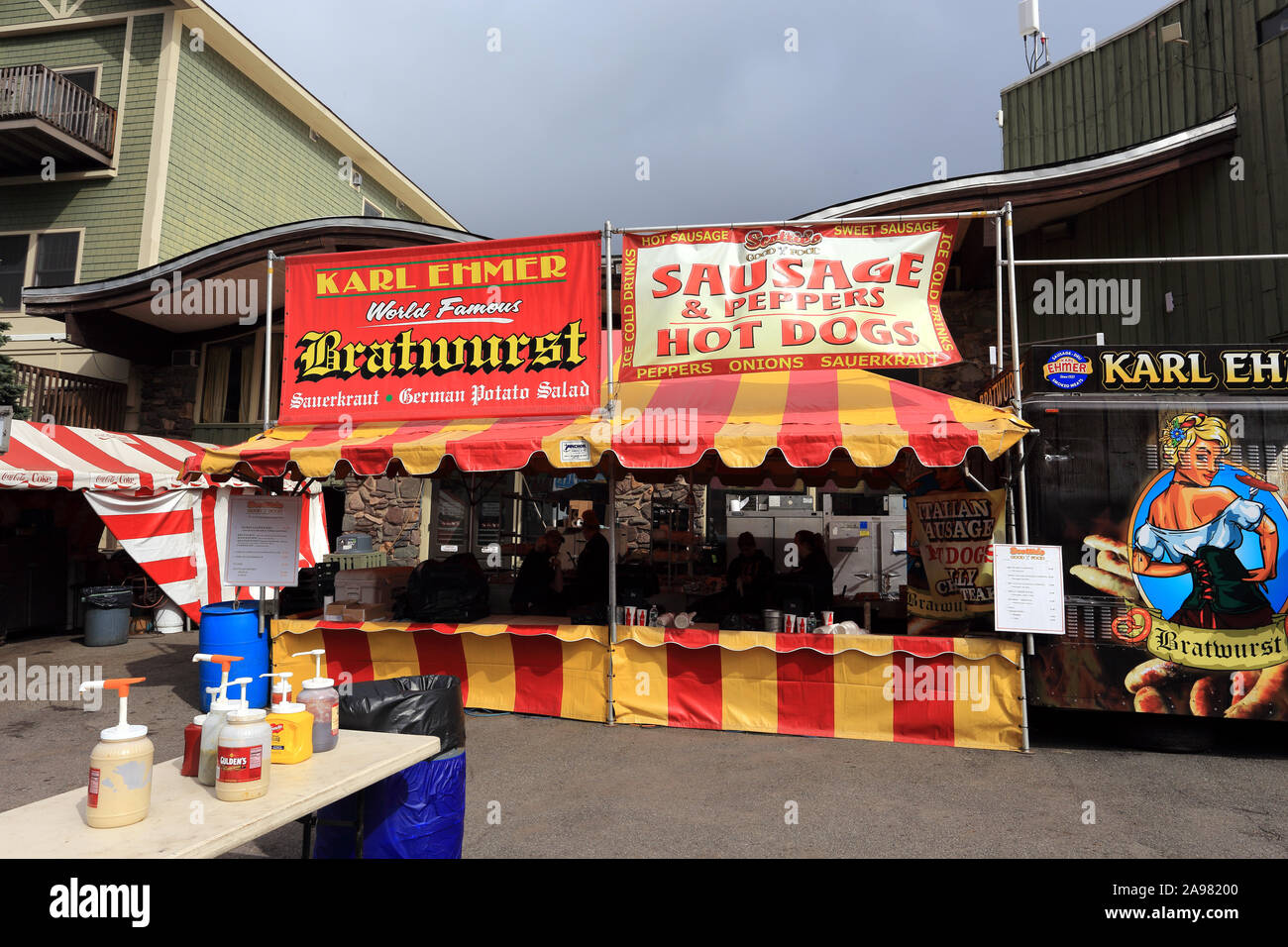 Essen Anbieter Oktoberfest festival Hunter Mountain New York Stockfoto