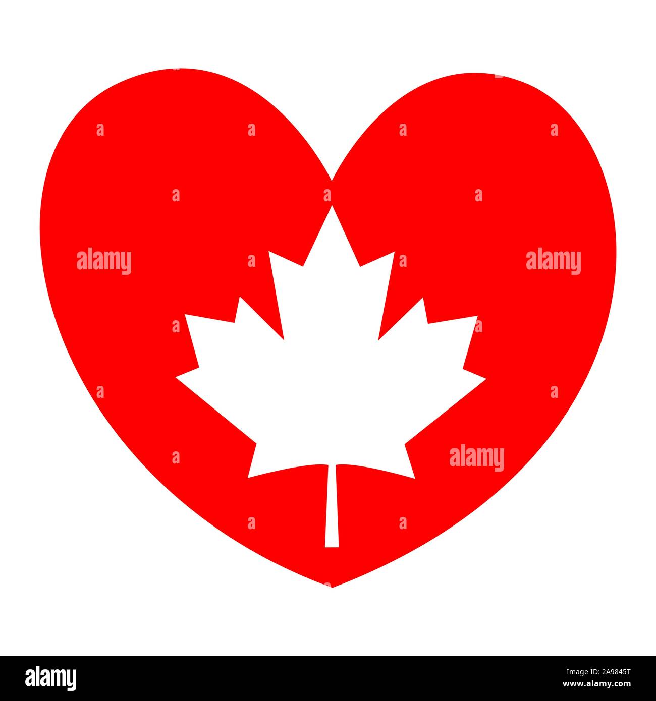 Kanadische Maple Leaf auf einem roten Herzen - ich Kanada Symbol der Liebe. Kanadische Maple Leaf auf einem roten Herzen - ich Kanada Symbol der Liebe. Stock Vektor