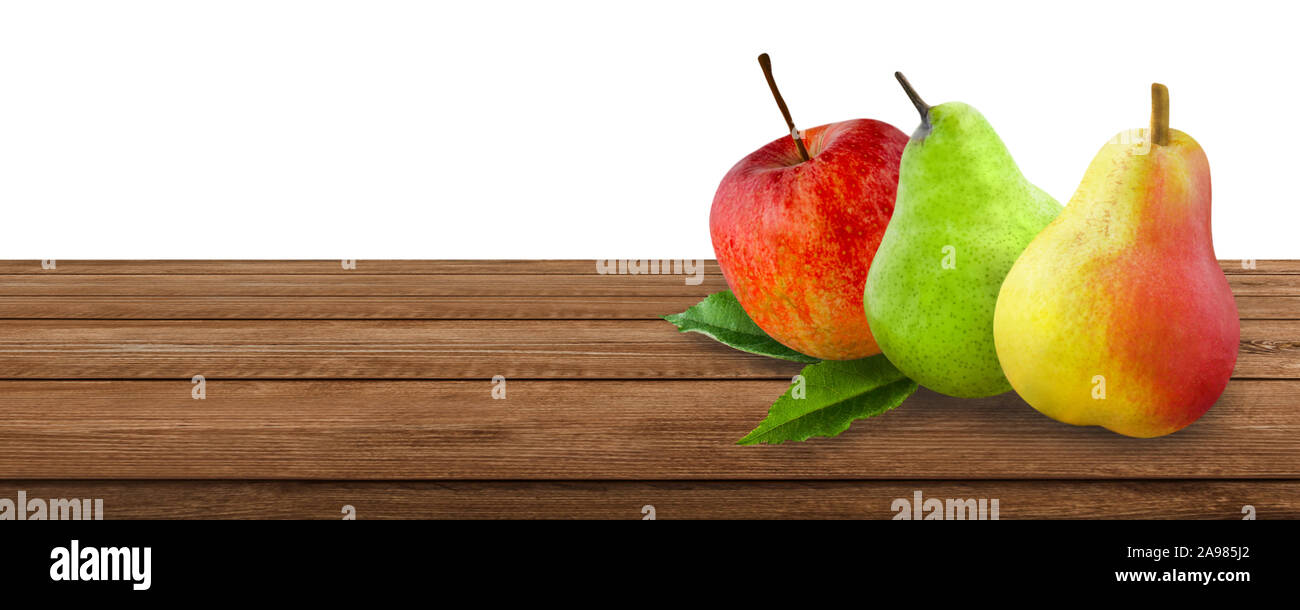 Birnen und Äpfel Hintergrund Stockfoto