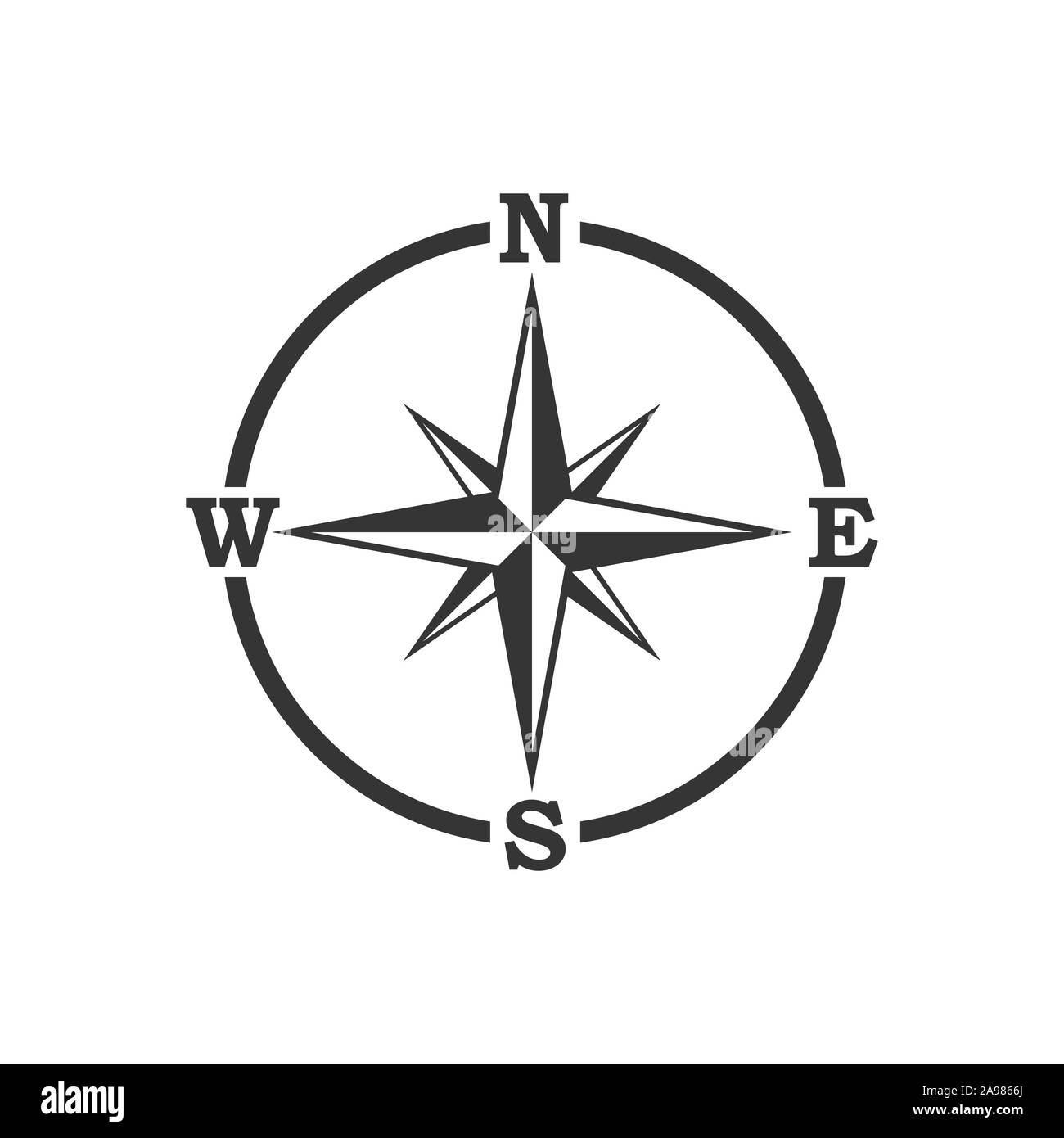 Kompass Symbol-Vektor. Schwarz Kompass Symbol im flachen Stil. Kompass  Symbol Navigation. Compass Rose, Wind Rose Stock-Vektorgrafik - Alamy