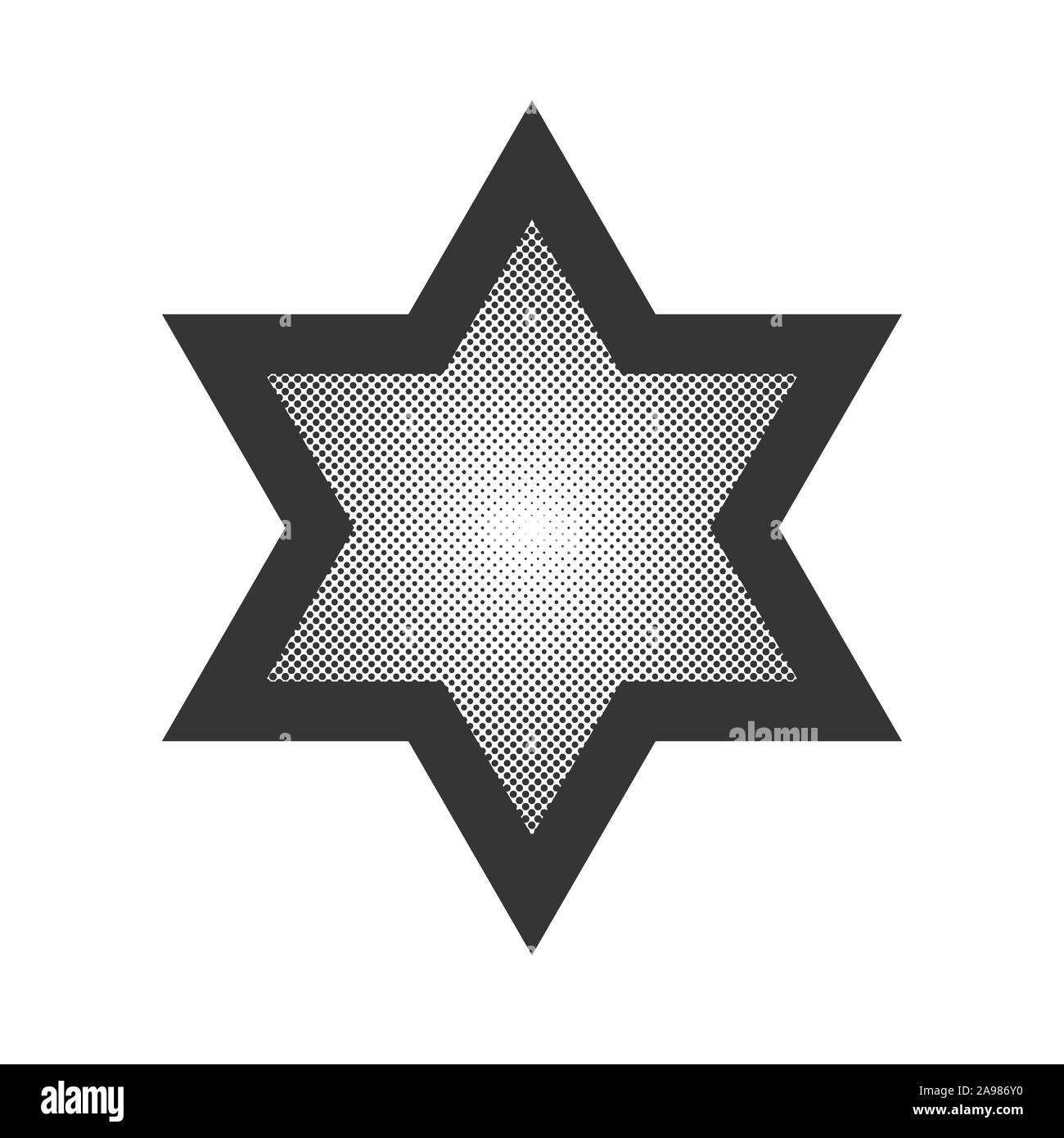 Vektor David Stern isoliert. Schwarz Davidstern Symbol. Gepunktete religion Stern in Pop Art Design. Stock Vektor