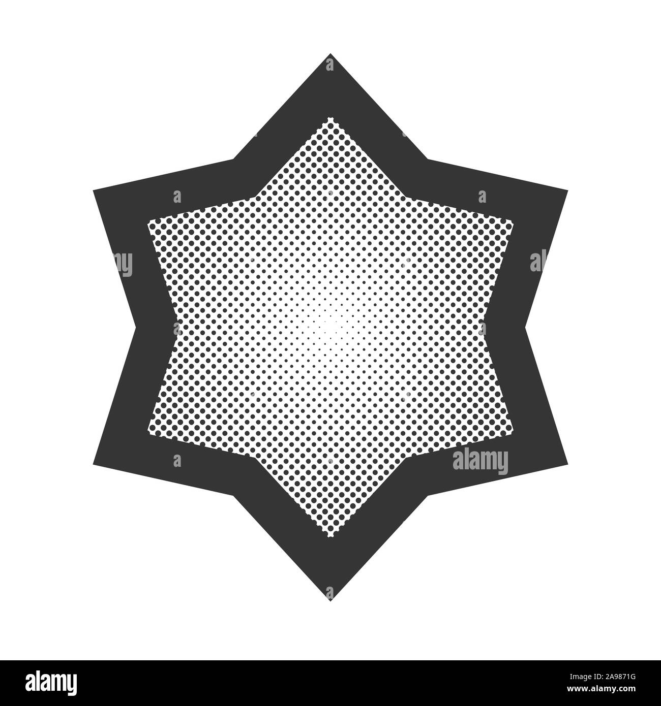 Vektor David Stern isoliert. Schwarz Davidstern Symbol. Gepunktete religion Stern in Pop Art Design. Stock Vektor