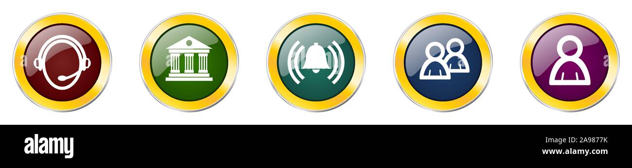 Set aus bunten Web glänzend Vector Icons, Support, Benutzer, Bell, Museum und Knöpfe in eps 10 für Webdesign und mobile Anwendungen auf weißem Bac Stock Vektor