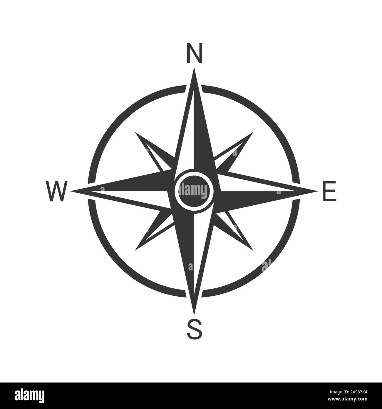 Vektor Kompass Symbol. Kompass Symbol Navigation. Schwarz Kompass Symbol im  flachen Stil. Compass Rose, Wind Rose Stock-Vektorgrafik - Alamy