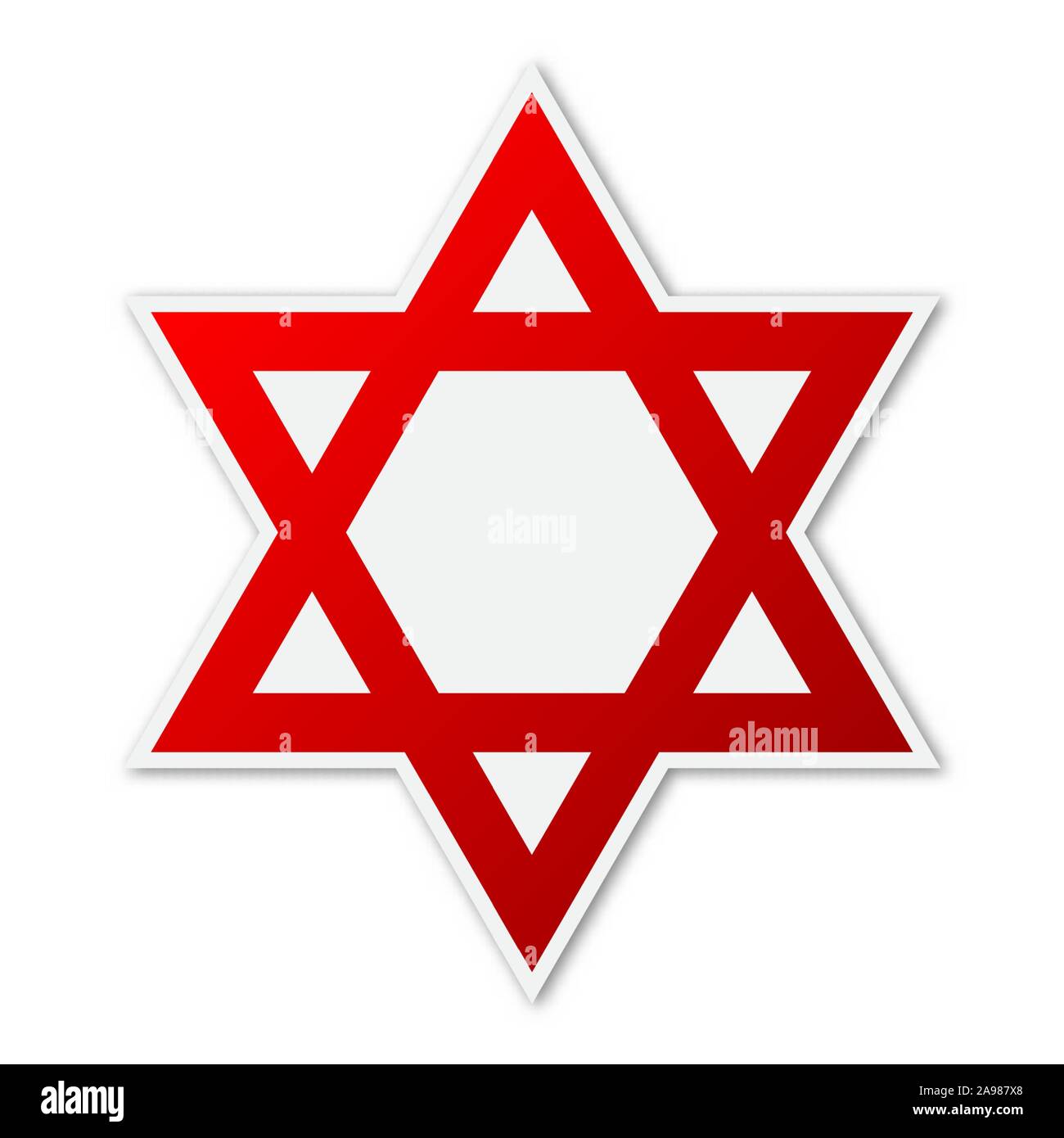 Vektor David Stern Symbol. Papier Aufkleber mit Schatten. Farbe Star Israel isoliert. Stock Vektor