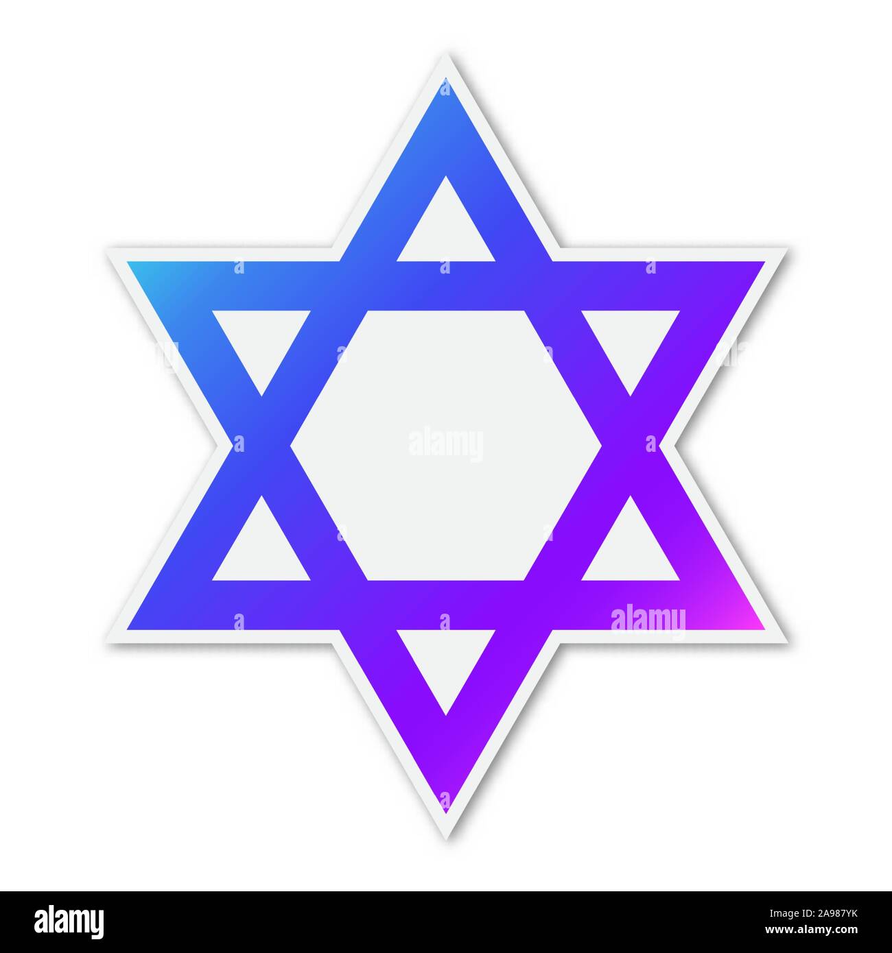 Vektor David Stern Symbol. Papier Aufkleber mit Schatten. Farbe Star Israel isoliert. Stock Vektor