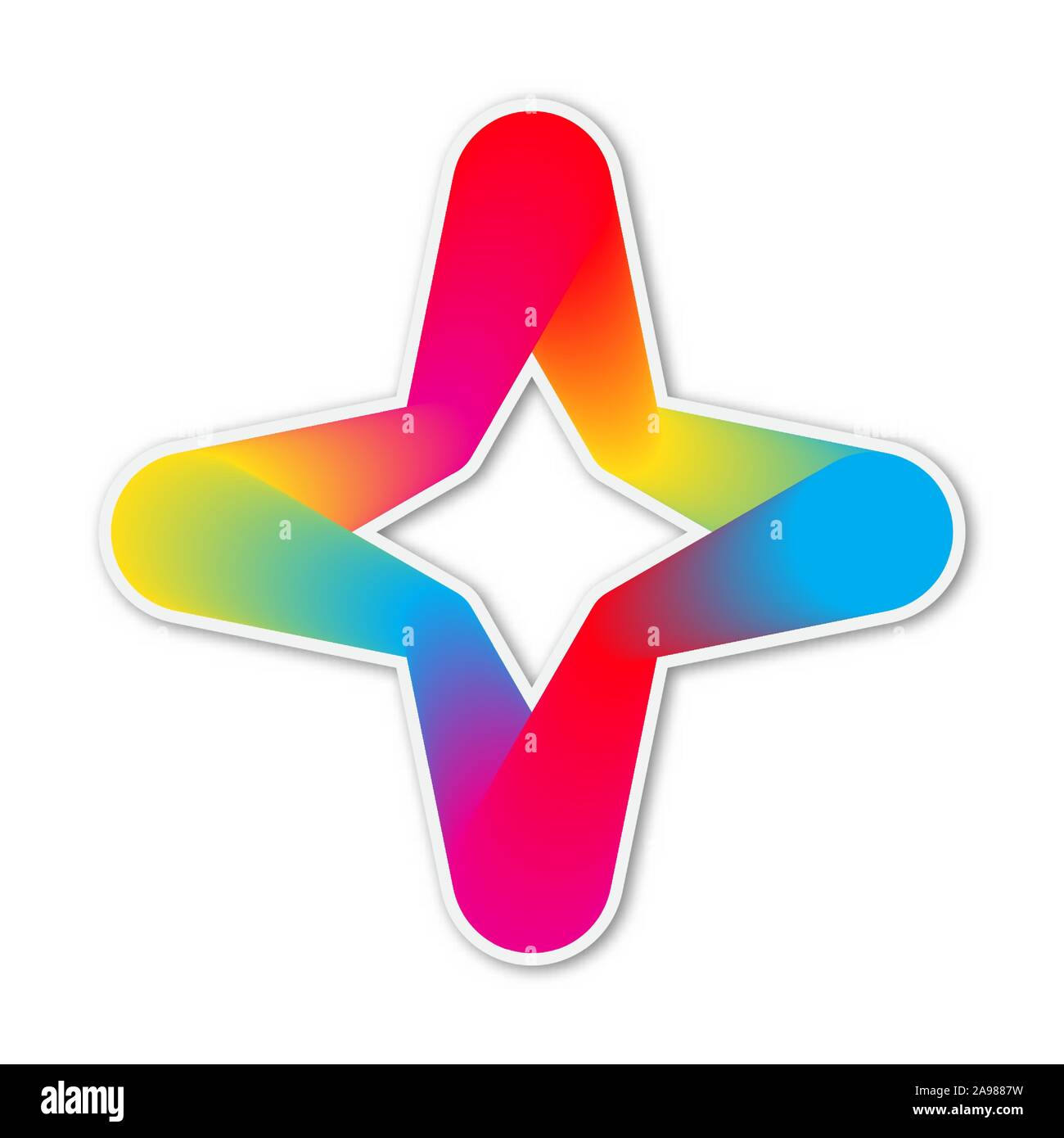 Abstract vector Sternsymbol. Papier Aufkleber mit Schatten. Bunte Sterne isoliert. Stock Vektor