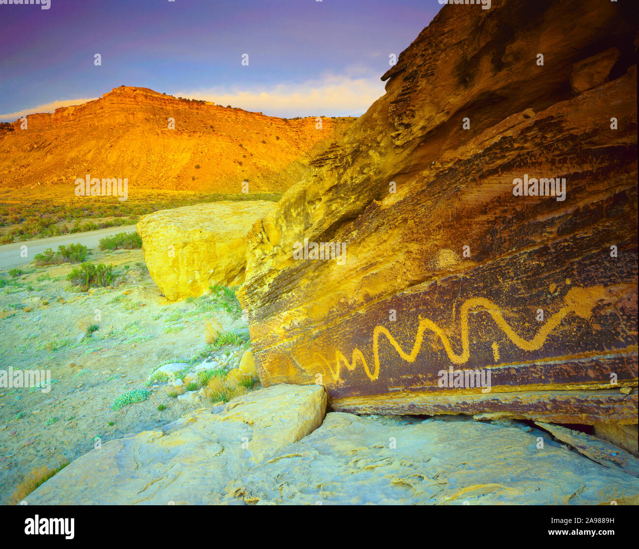 Die riesigen sanke, San Rafael Swell National Recreation Area, Utah Fremont Kultur petroglyph antiken Ursprungs Stockfoto