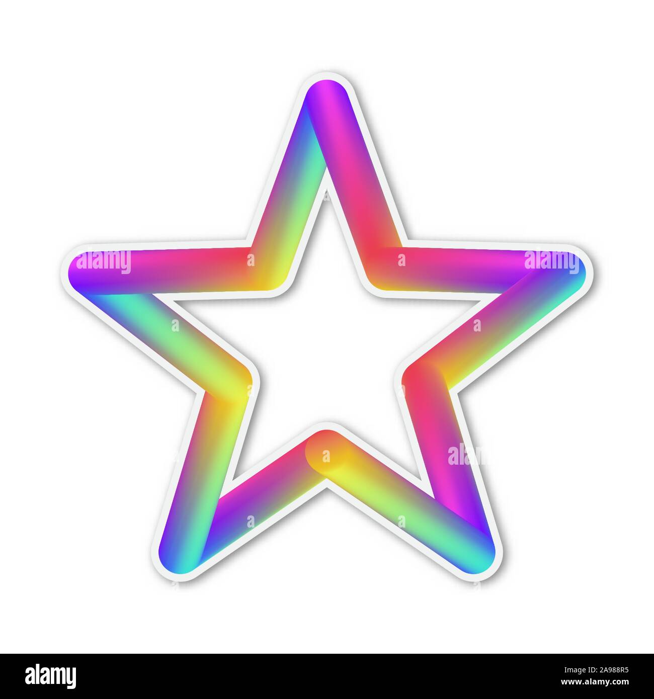 Vektor-Symbol. Papier Aufkleber mit Schatten. Bunte Sterne isoliert. Stock Vektor