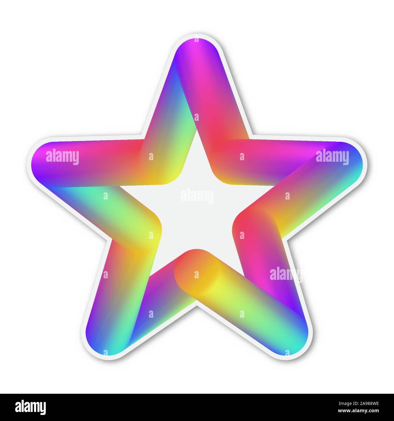 Vektor-Symbol. Papier Aufkleber mit Schatten. Bunte Sterne isoliert. Stock Vektor