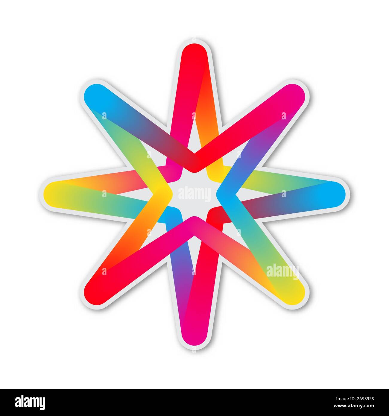 Abstract vector Sternsymbol. Papier Aufkleber mit Schatten. Bunte Sterne isoliert. Stock Vektor