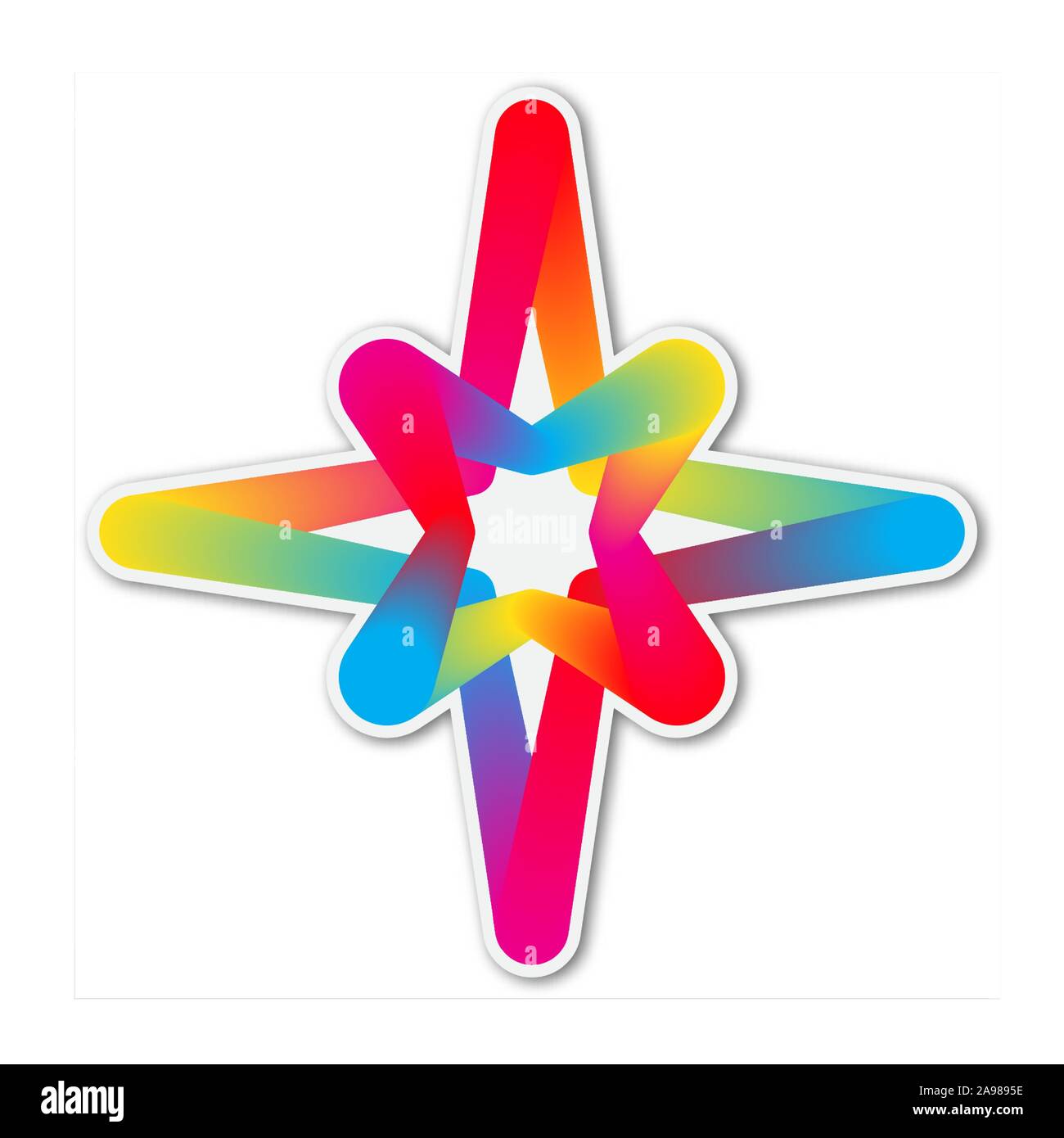 Abstract vector Sternsymbol. Papier Aufkleber mit Schatten. Bunte Sterne isoliert. Stock Vektor