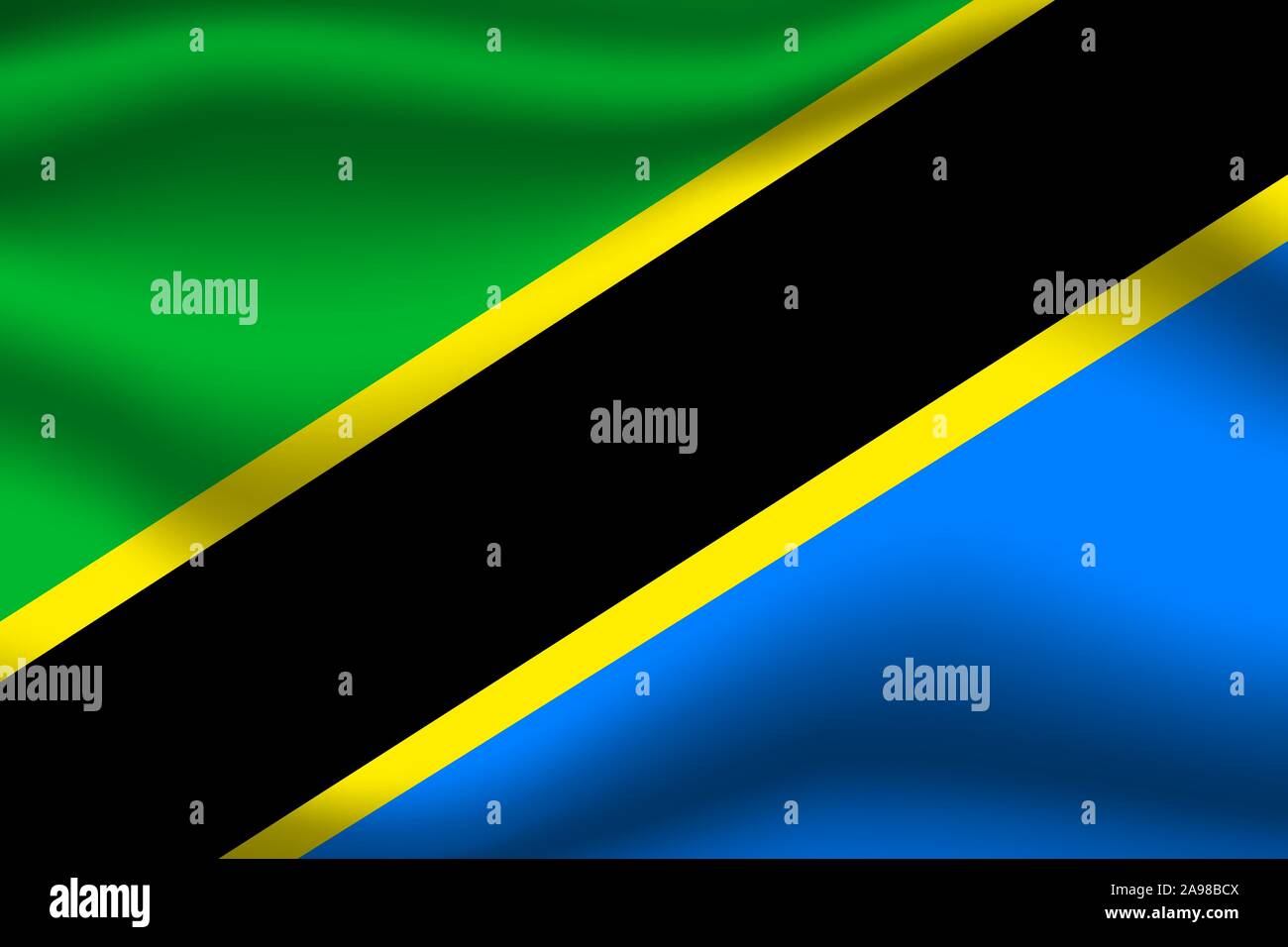 Wunderschöne Nationalflagge der Vereinigten Republik Tansania, die ursprünglichen Farben und Proportionen. Einfach Vektor eps Abbildung 10, aus Ländern Flag gesetzt. Stock Vektor