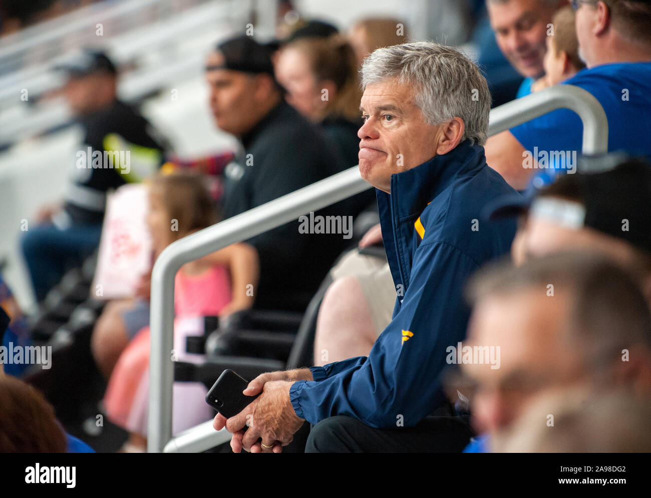 Stanley Cup - St. Louis Blues begrüsste die Fans mit einer Praxis an Ihrer Ausbildungsstätte in Maryland Heights Samstag, Sept. 14, 2019. Stockfoto