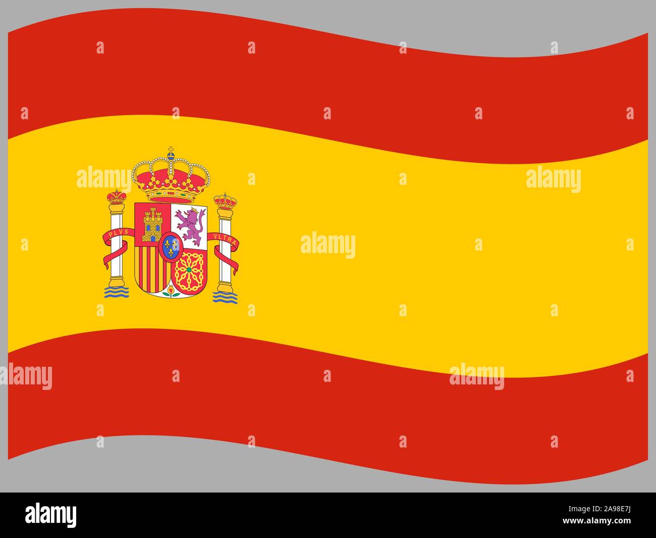 Schöne Flagge des Königreichs Spanien. Die ursprünglichen Farben und Proportionen. Einfach Vektor eps Abbildung 10, aus Ländern Flag gesetzt. Stock Vektor