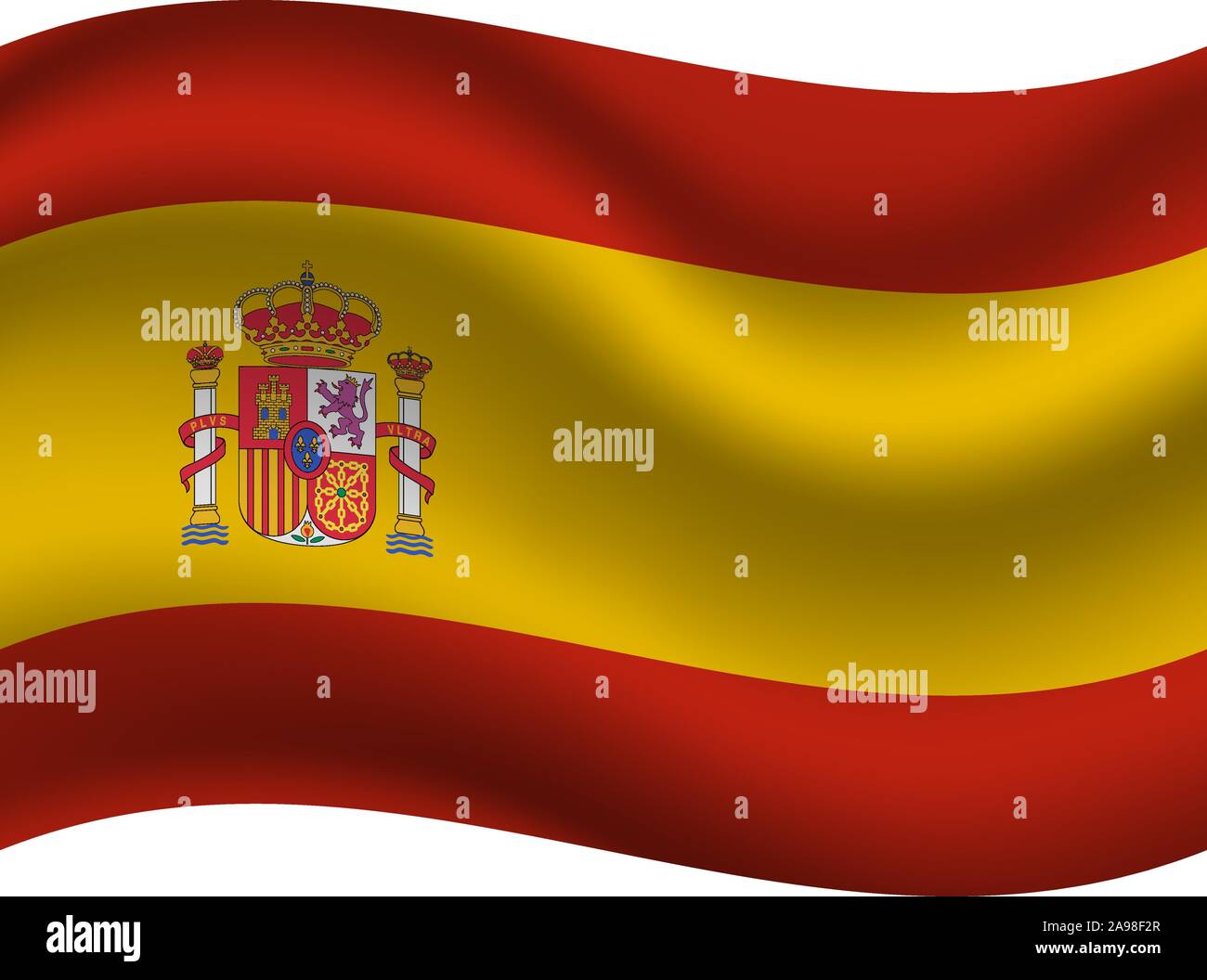 Schöne Flagge des Königreichs Spanien. Die ursprünglichen Farben und Proportionen. Einfach Vektor eps Abbildung 10, aus Ländern Flag gesetzt. Stock Vektor