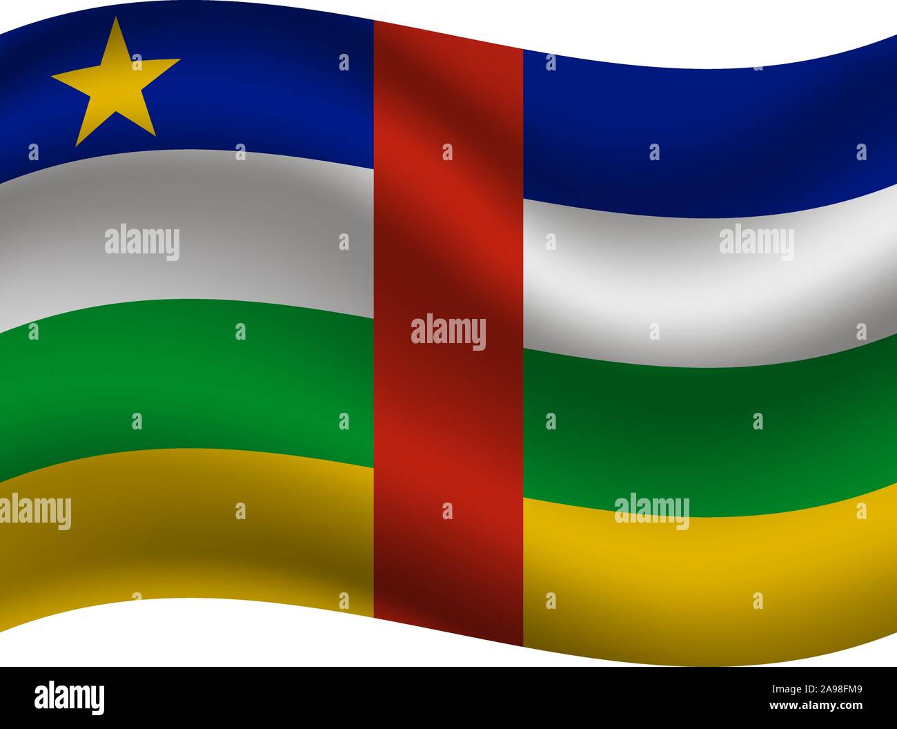 Nationalflagge von Zentralafrikanische Republik. Die ursprünglichen Farben und Proportionen. Einfach Vektor eps Abbildung 10, aus Ländern Flag gesetzt. Stock Vektor