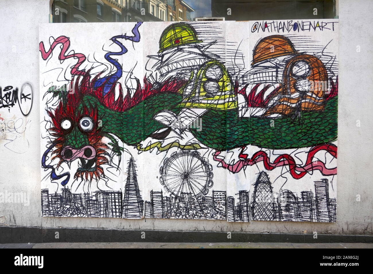 Urban Art von Nathan Bowen in Verkohlung Cross Road Feiern zum chinesischen Neujahrsfest. Stockfoto