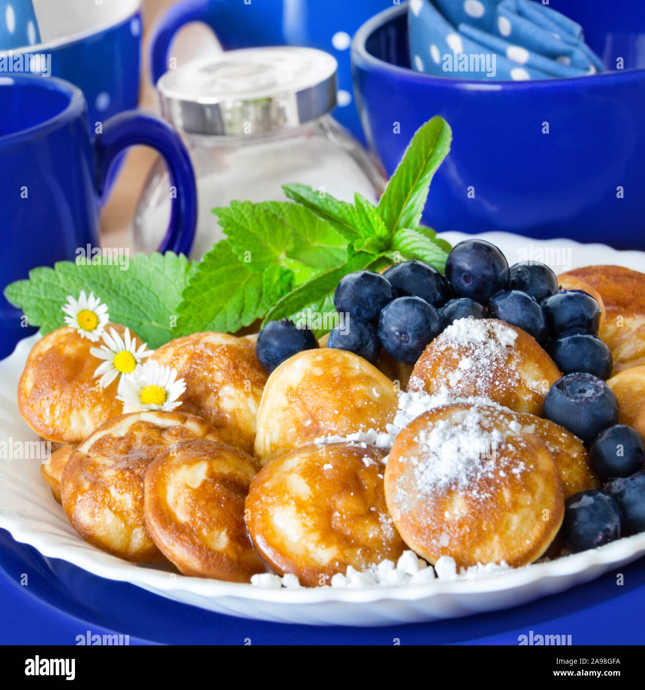 Pfannkuchen mit Heidelbeeren Stockfoto