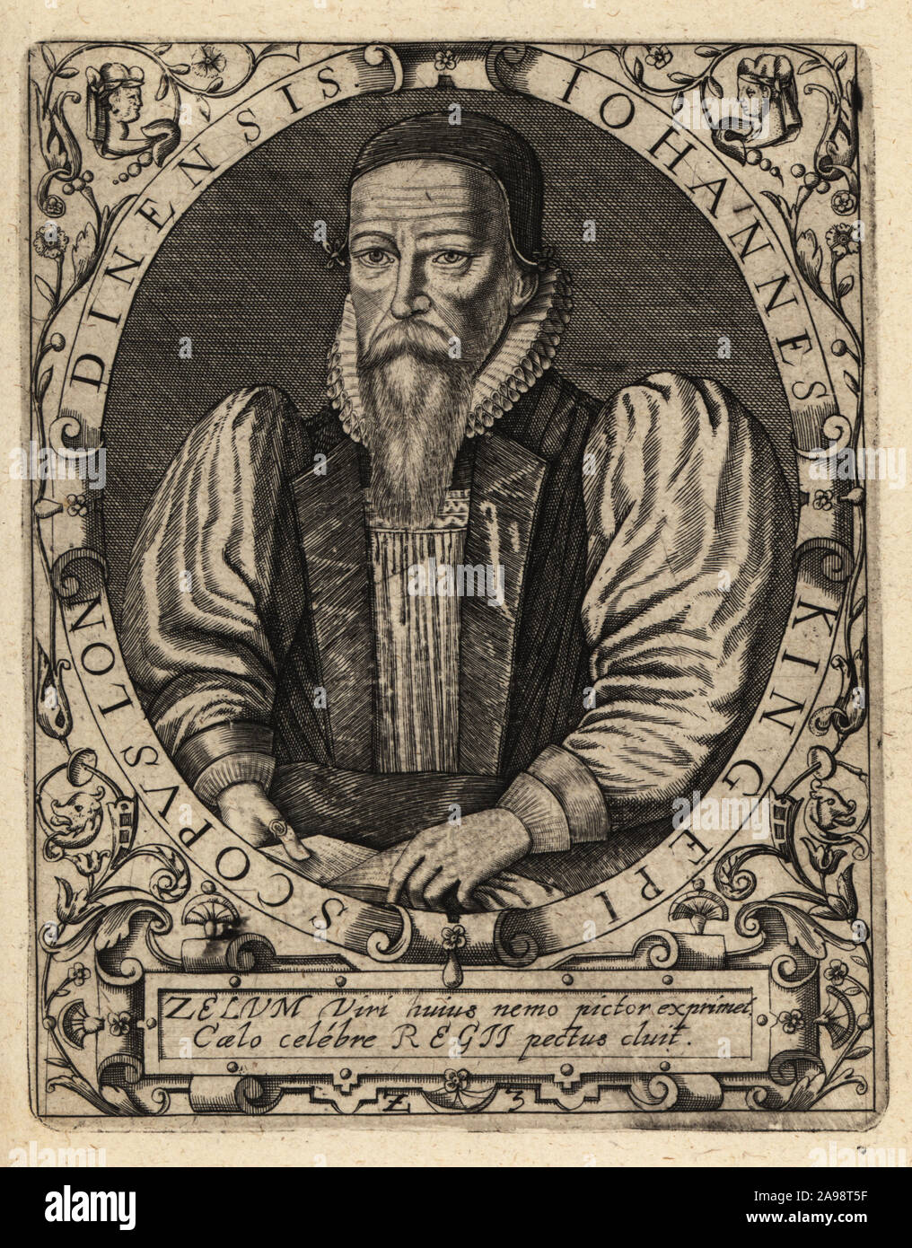 John King, gestorben 1621, Bischof von London. Johannes King Episcopus Londinensis. Kupferstich von Johann Theodor de Bry von Jean-Jacques Boissard der Bibliotheca Chalcographica, Johann Ammonius, Frankfurt, 1650. Stockfoto