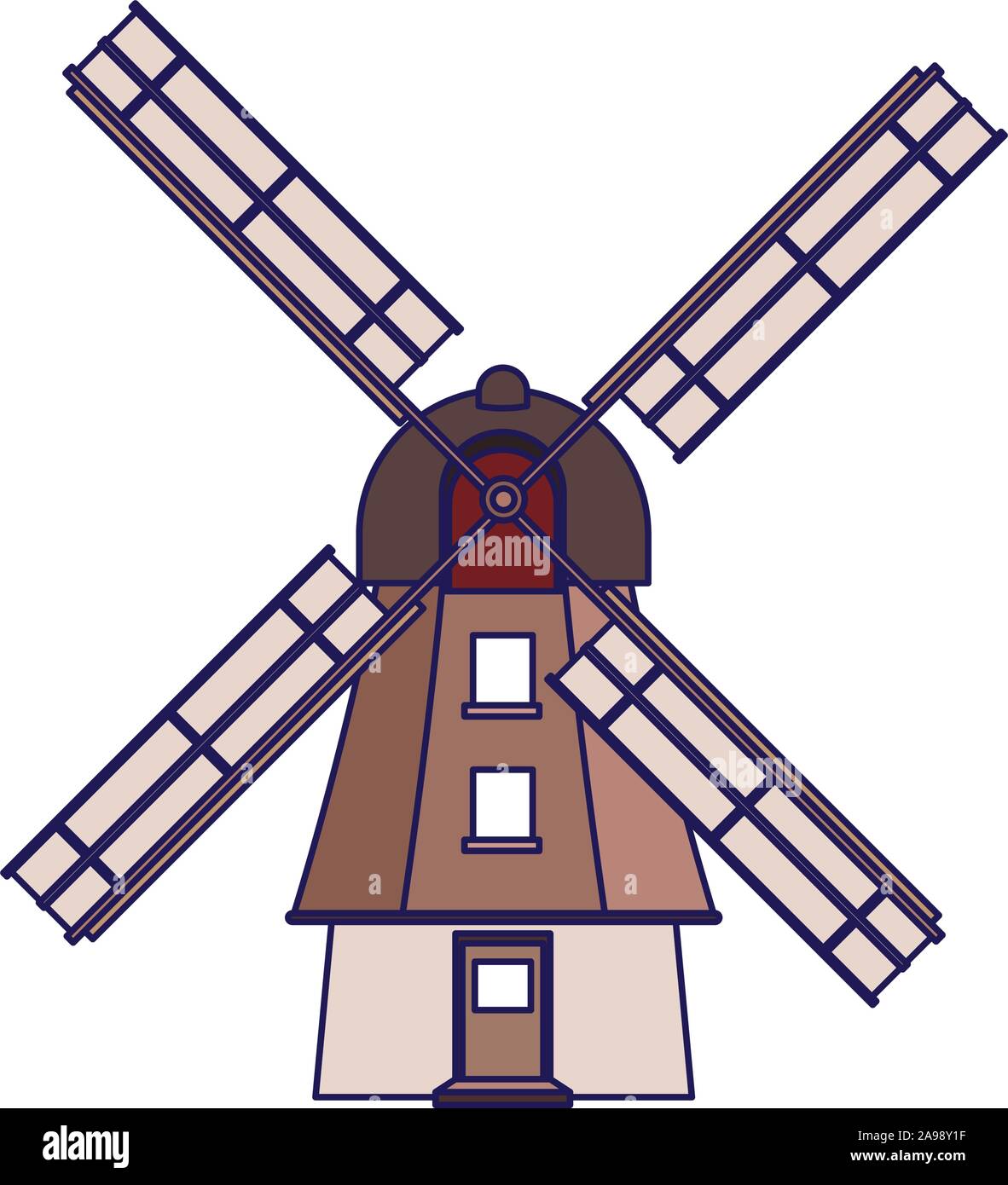 Mühle icon image, flache Bauform Stock Vektor