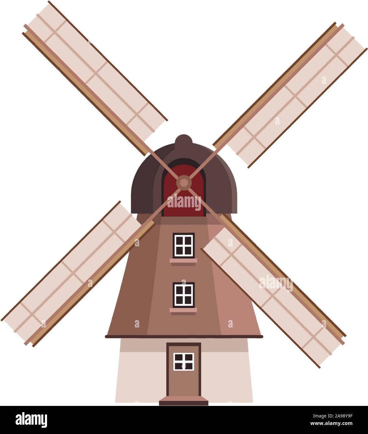 Mühle icon image, flache Bauform Stock Vektor