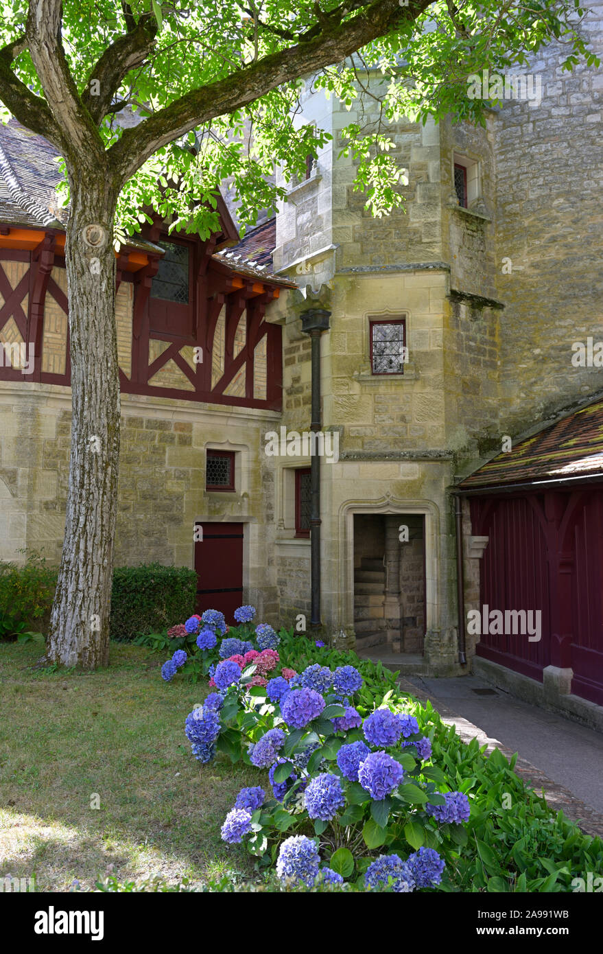 Das Chateau La Rochepot, Cote d'Or FR Stockfoto