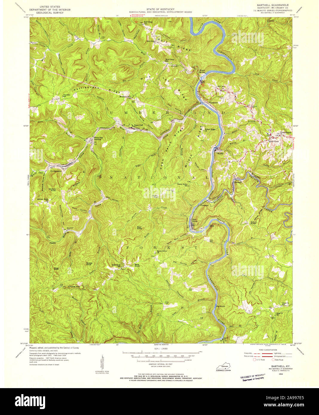 USGS TOPO Karte Kentucky KY Barthell 708132 1954 24000 Stockfoto