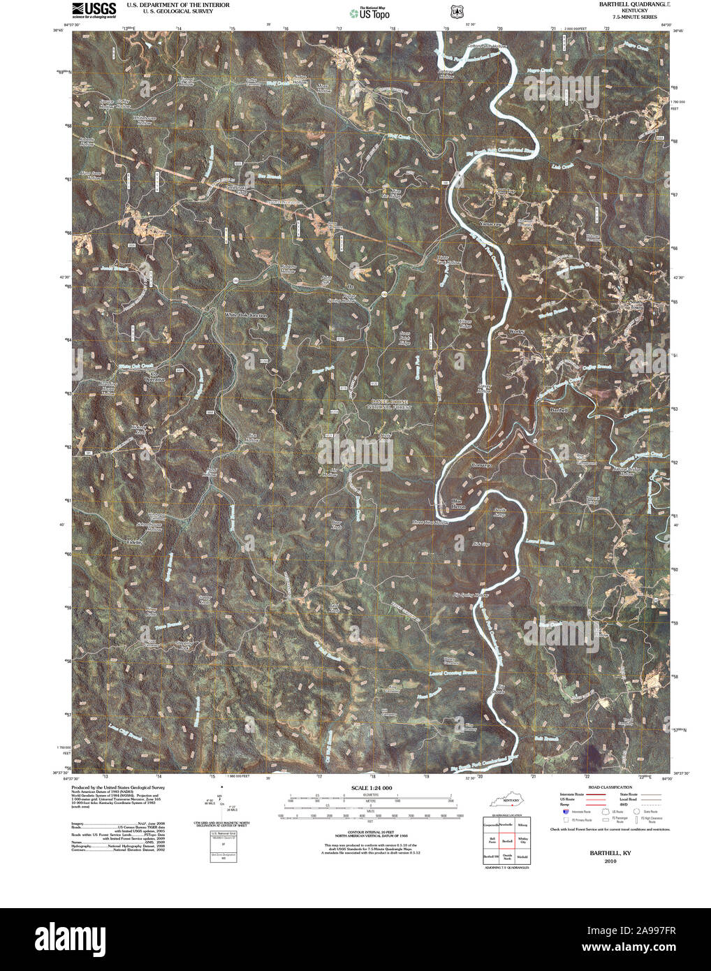 USGS TOPO Karte Kentucky KY Barthell 20101215 TM Stockfoto