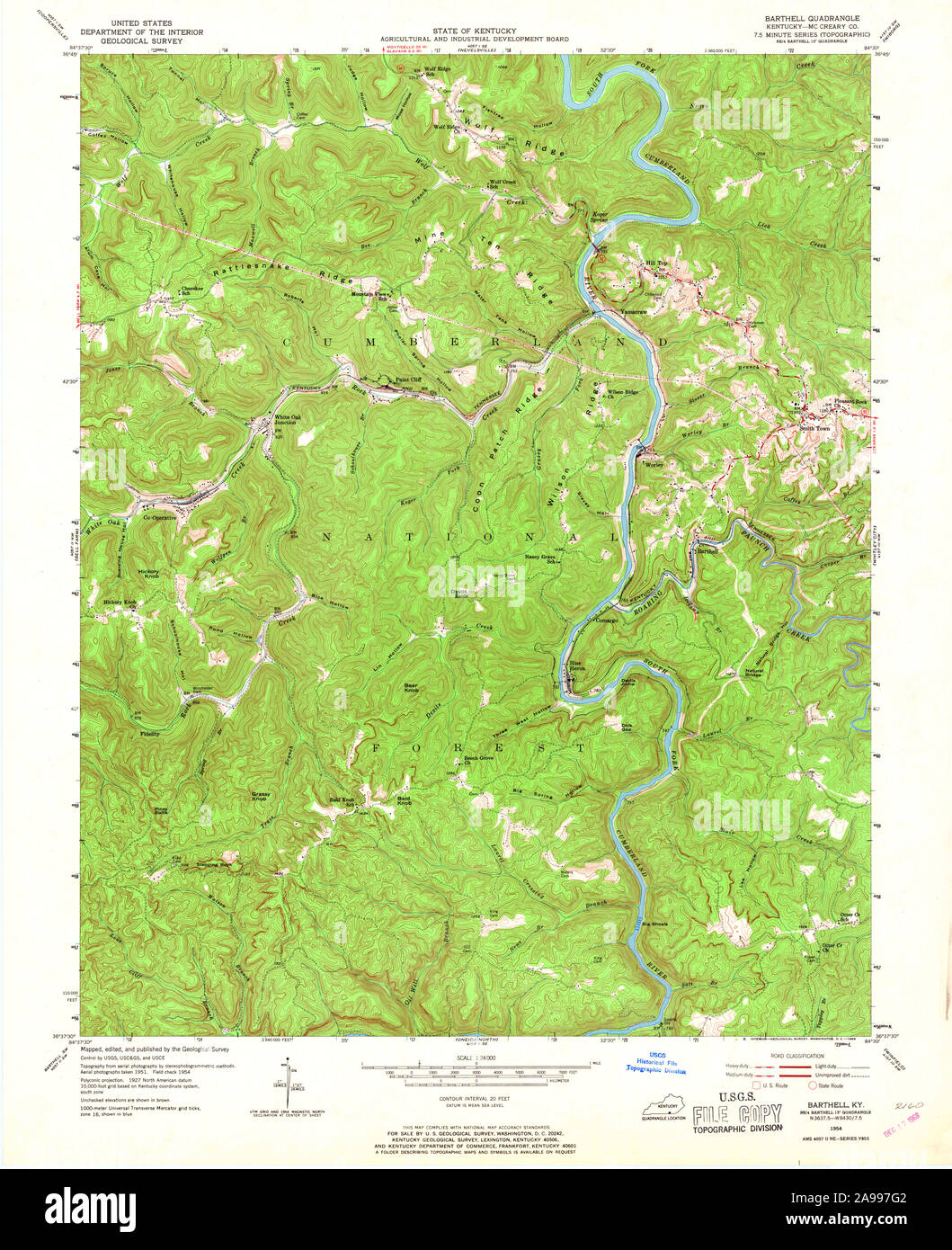 USGS TOPO Karte Kentucky KY Barthell 803309 1954 24000 Stockfoto