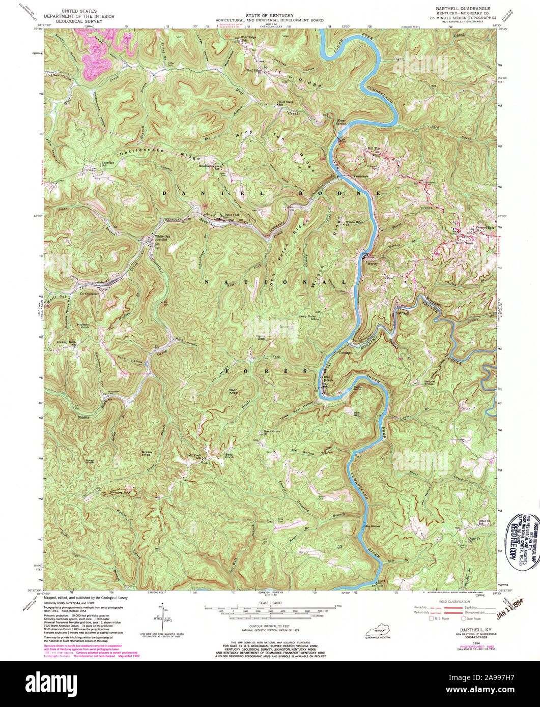 USGS TOPO Karte Kentucky KY Barthell 803308 1954 24000 Stockfoto