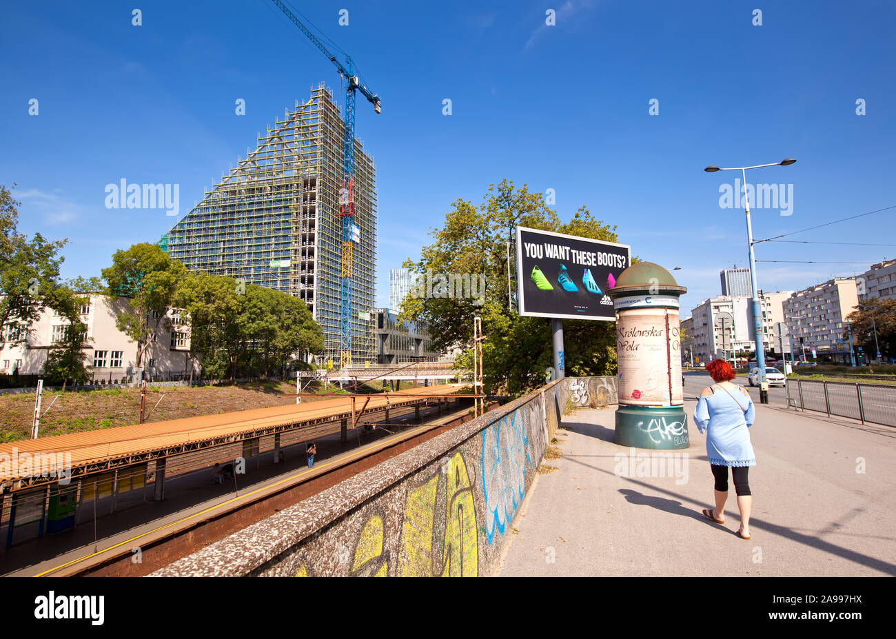 Fotos in der Hauptstadt von Polen Warschau auf einem hellen, sonnigen Tag im August getroffen Stockfoto