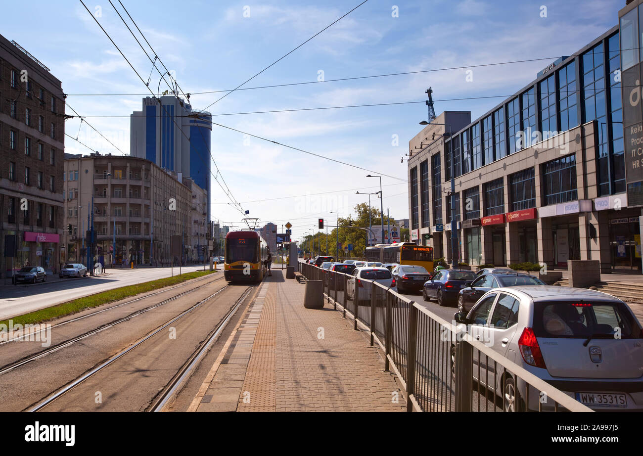 Fotos in der Hauptstadt von Polen Warschau auf einem hellen, sonnigen Tag im August getroffen Stockfoto