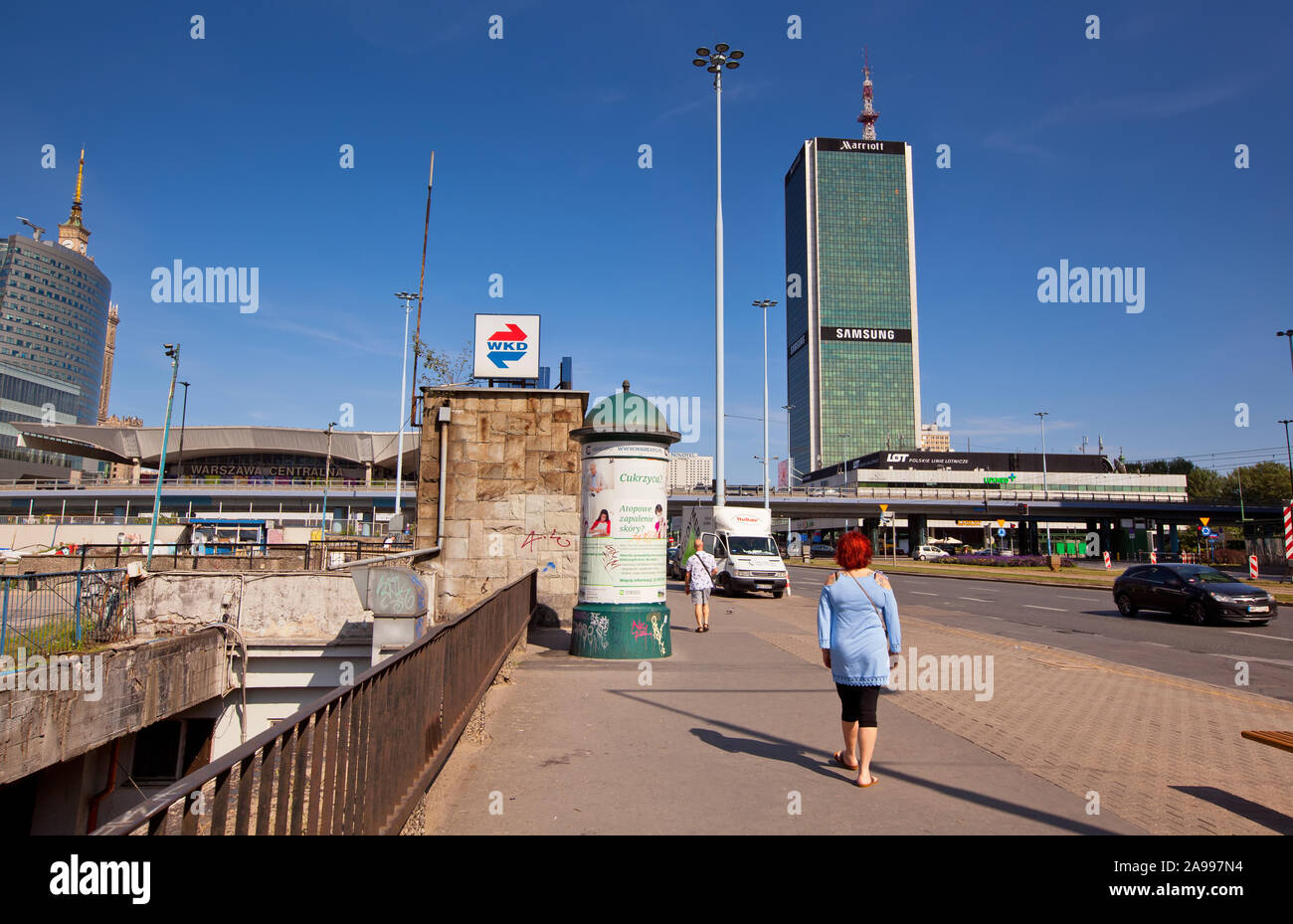 Fotos in der Hauptstadt von Polen Warschau auf einem hellen, sonnigen Tag im August getroffen Stockfoto