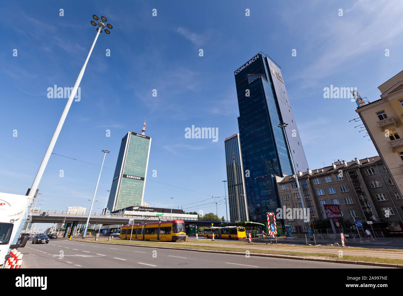 Fotos in der Hauptstadt von Polen Warschau auf einem hellen, sonnigen Tag im August getroffen Stockfoto