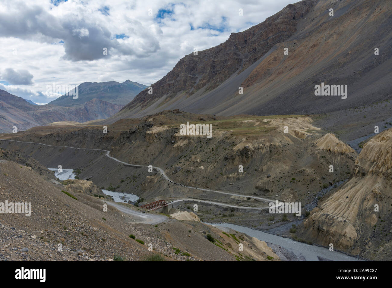 Manali Kaza Road, Himachal Pradesh, Indien Stockfoto