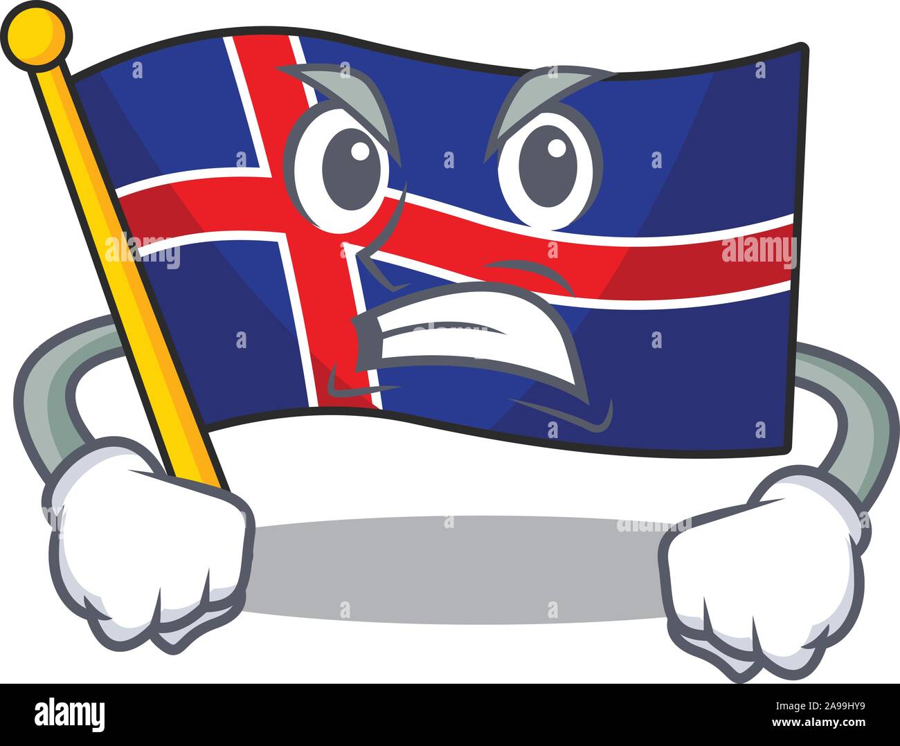 Maskottchen Flagge Island mit cartoon Form verärgert Stock Vektor
