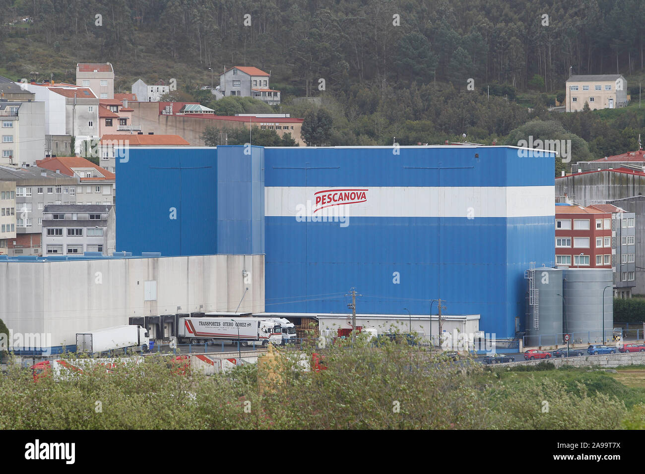 Blick auf die industrielle Einrichtungen des Nueva Pescanova Firma in Arteixo, La Coruña am 9. April ,2019 Stockfoto