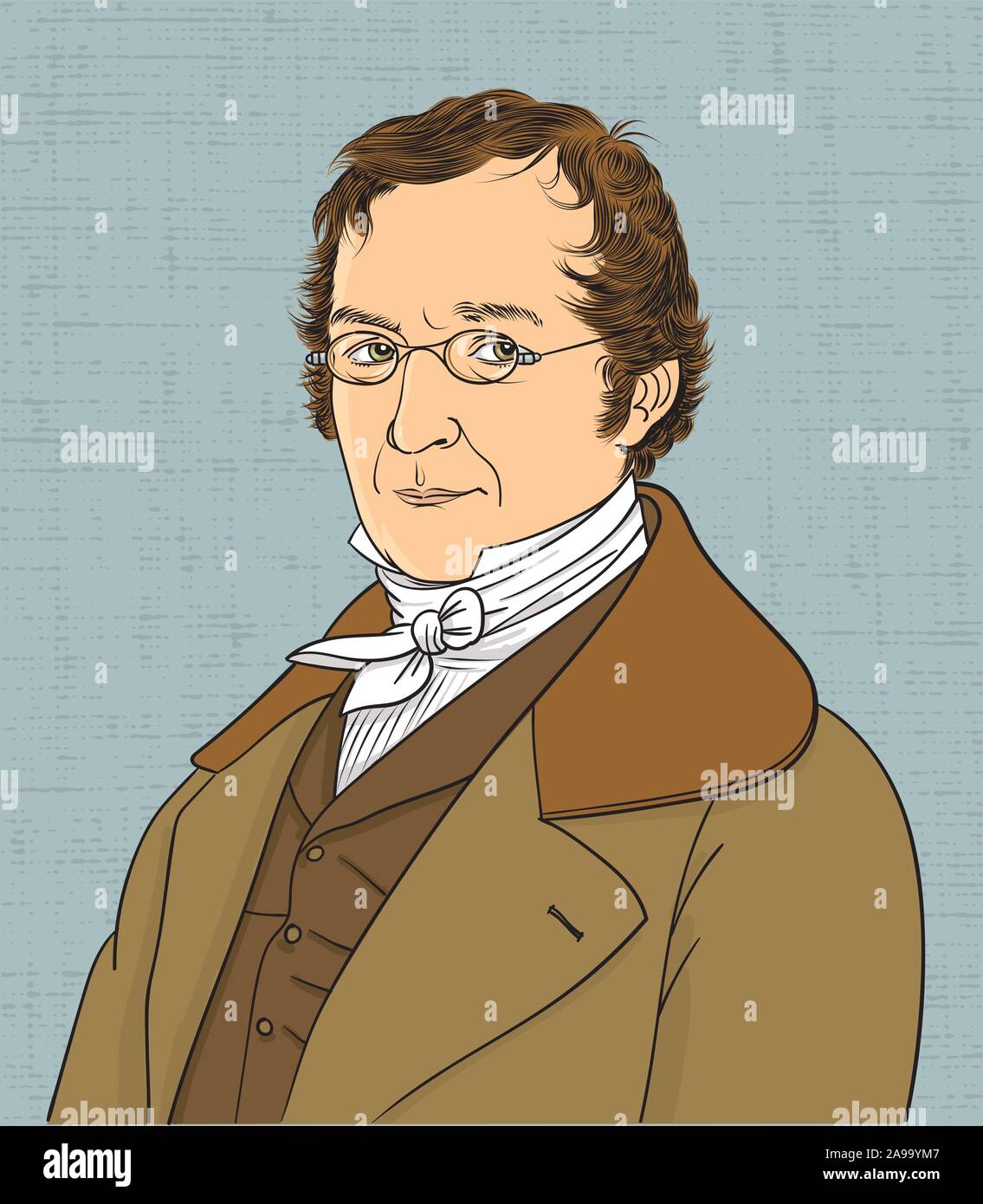 Joseph Louis Gay-Lussac isoliert cartoon Portrait, Vektor. Französischer Chemiker und Physiker. Stock Vektor