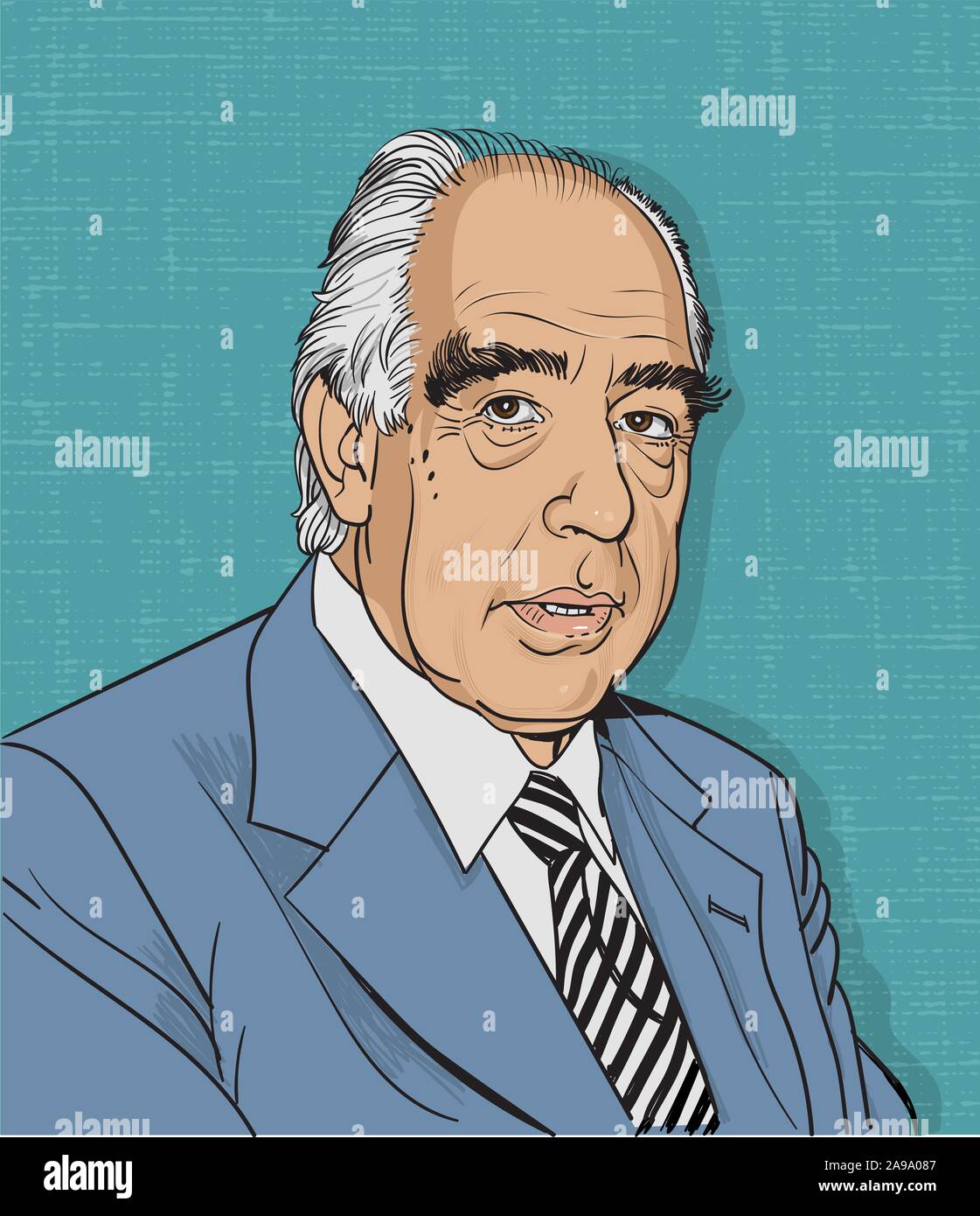 Niels Bohr isoliert cartoon Portrait, Vektor Stock Vektor