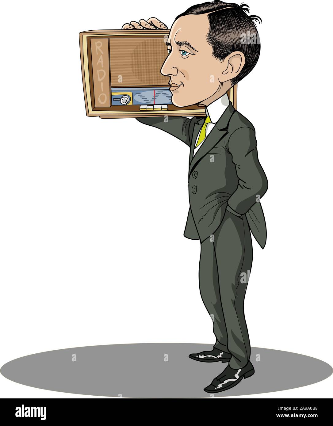 Guglielmo Marconi isolierte Porträt, Vektor Karikatur. Er war ein italienischer Erfinder und Elektroingenieur. Stock Vektor