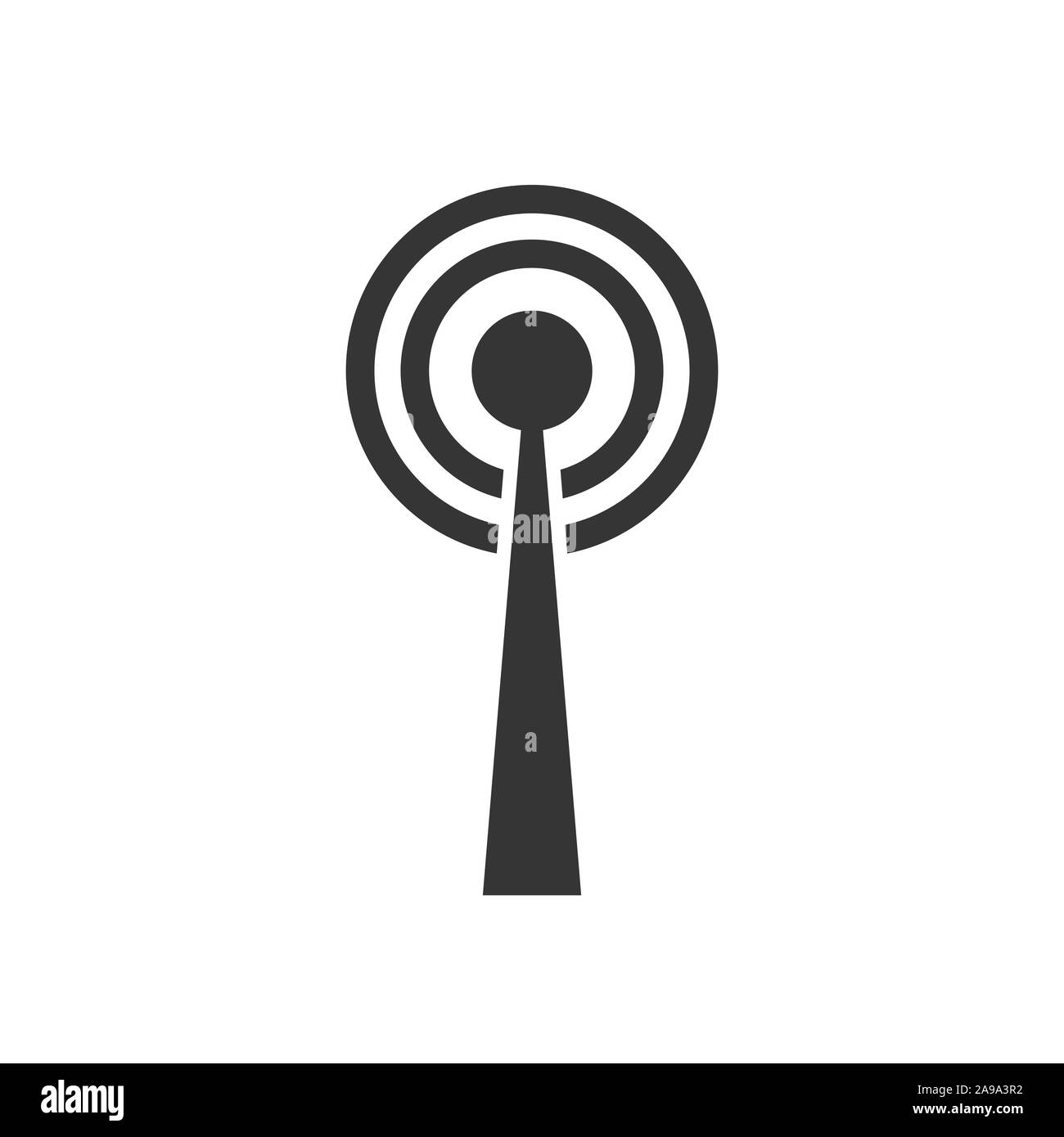 Vektor Antennensymbol. Schwarz Sender Symbol im flachen Stil. Signalsymbol isoliert. Stock Vektor