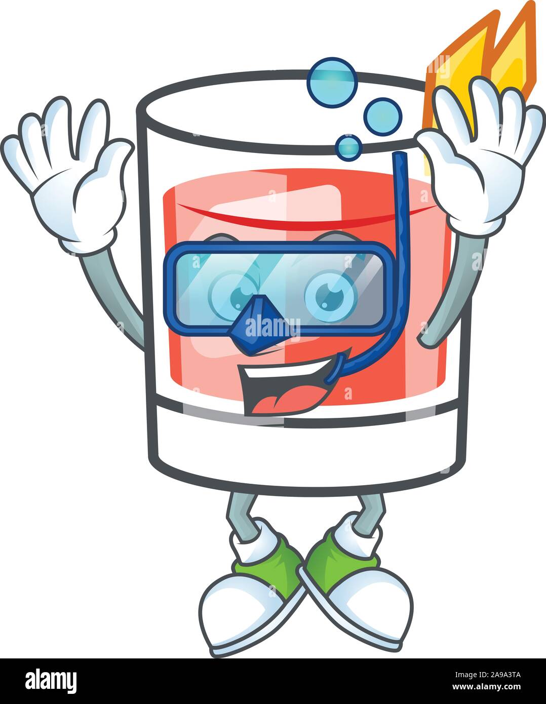 Theraline Alkohol Zeichentrickfigur mit Tauchen Maskottchen Stock Vektor