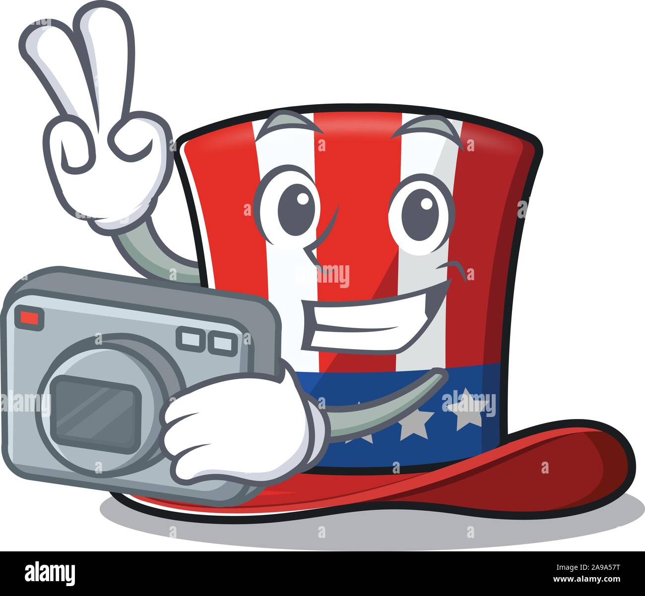 Charakter Uncle Sam hat mit dem Fotografen Stock Vektor
