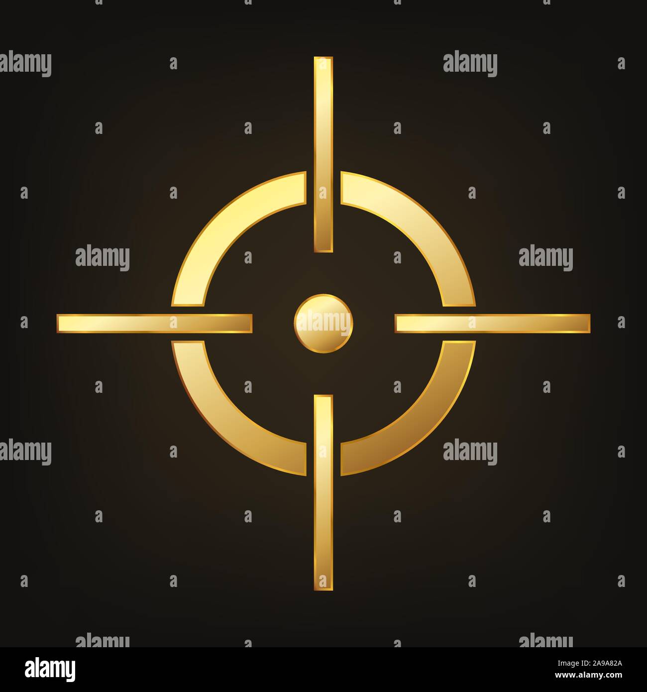 Gold Zielsymbol. Vector Illustration. Golden Aim-Symbol. Fadenkreuz Symbol isoliert. Stock Vektor