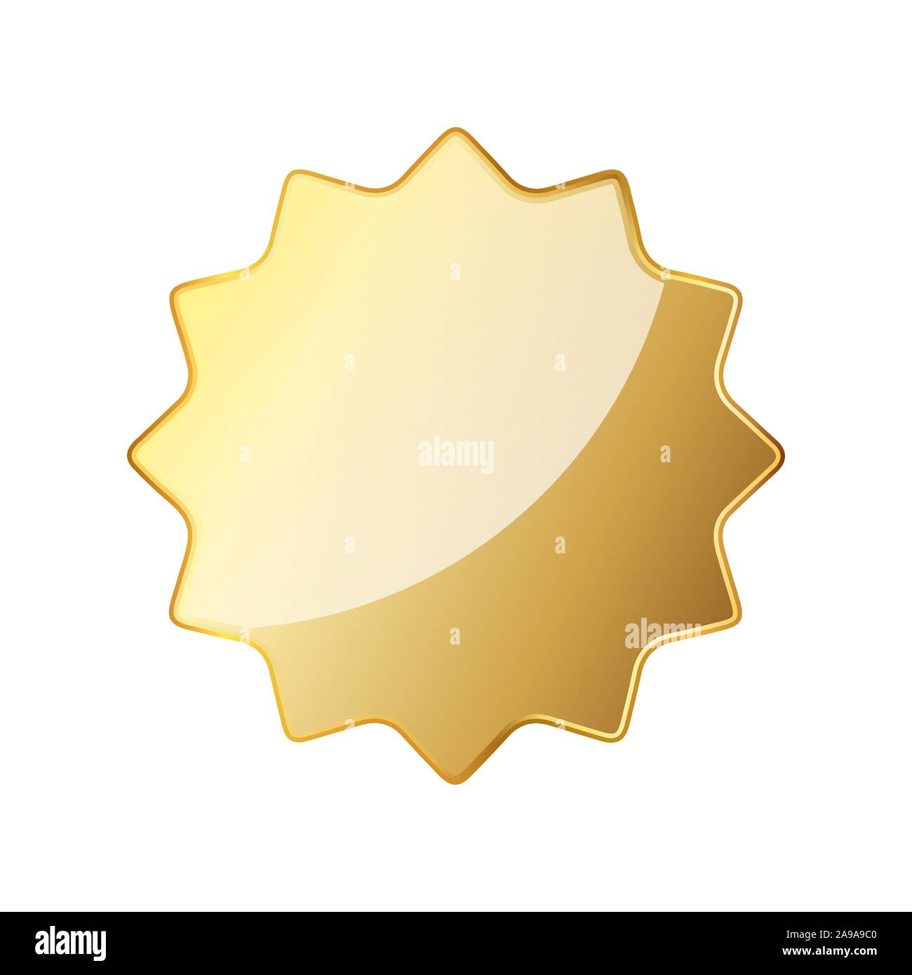 Leere goldene Dichtung Symbol. Vector Illustration. Leere golden glänzend Label auf weißem Hintergrund Stock Vektor