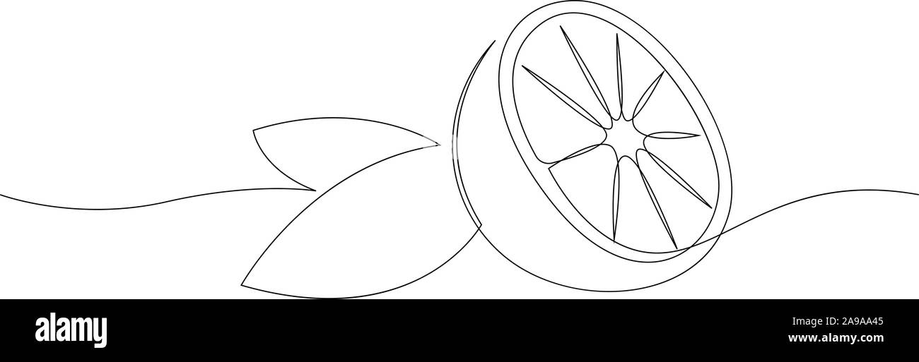 Orange Frucht Abbildung. Eine durchgehende Linie minimal Style. Vektor Stock Vektor